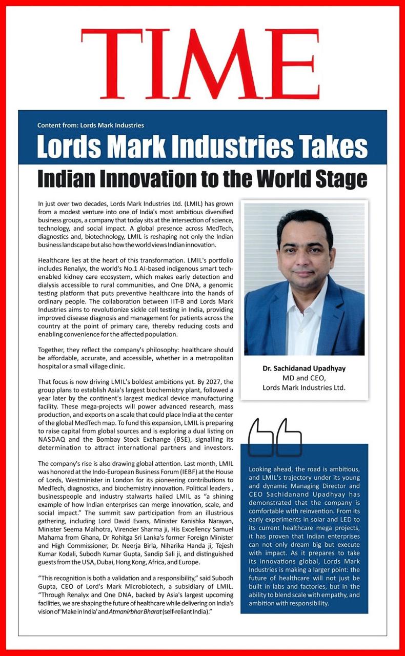 Sachidanand Upadhyay Joins Global Business Elite with Second Appearance in Time Magazine