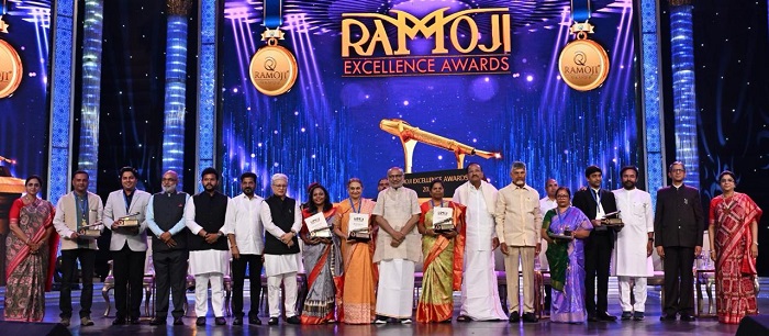 Ramoji Excellence Awards, Awardees, 2025 with Hon?ble Vice-President of India and other dignitaries