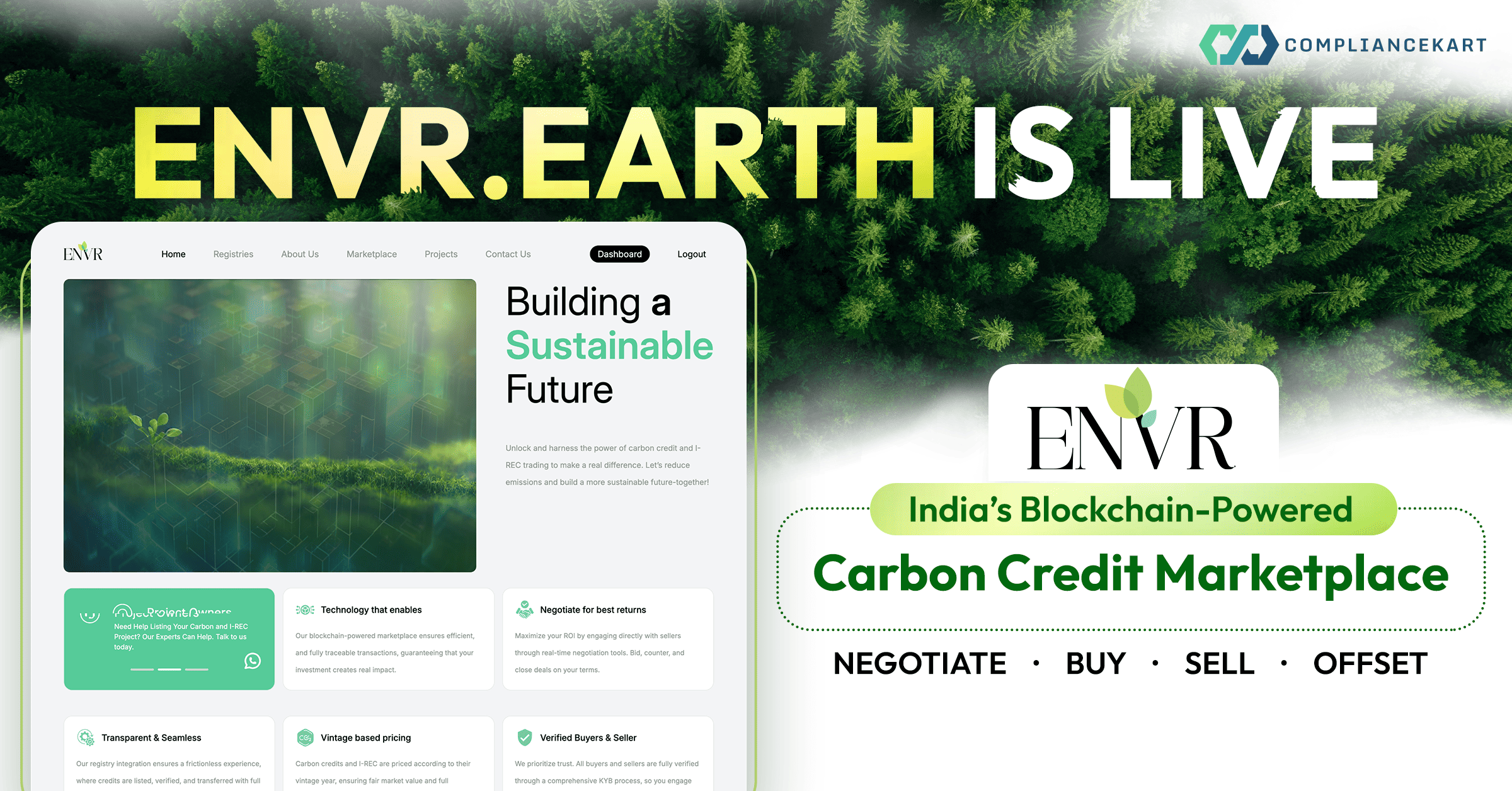 Envr, verified carbon credit and I-REC marketplace
