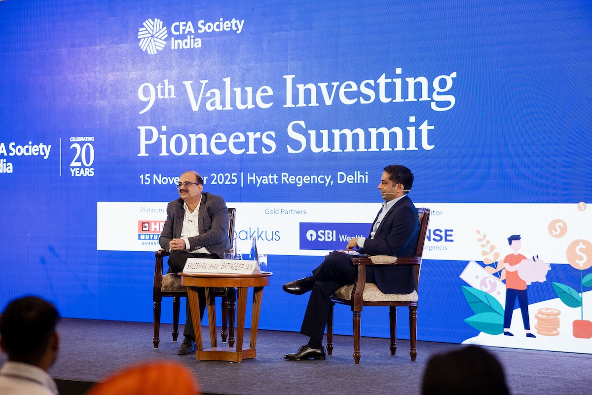 Left: Sailesh Raj Bhan, CIO – Equities, Nippon Life India Asset Management; Right: Satyadeep Jain, Ambit Private Limited at the 9th Value Investing Pioneers Summit