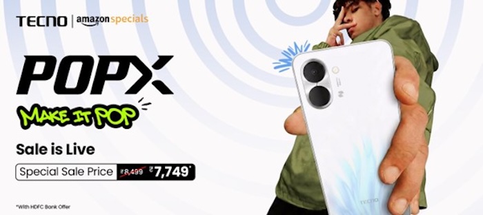 TECNO POP X smartphone launches on Amazon with special price Rs. 7,749 and 120Hz display