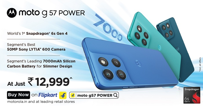 The best budget phone^ moto g57 Power goes on sale at Rs. 12,999*