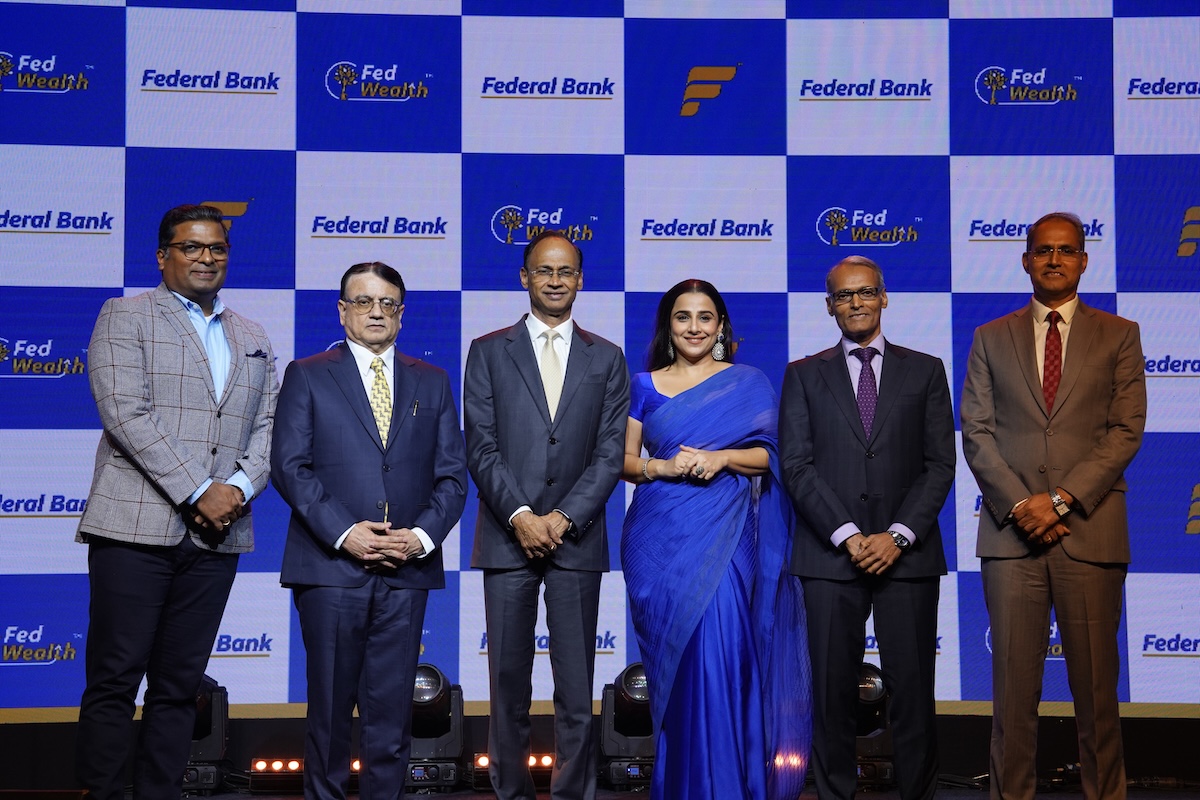 Launch of FedWealth, Federal Bank's Wealth Management platform in the presence of KVS Manian, MD & CEO, Federal Bank, Vidya Balan, Brand Ambassador, Venkatraman V, Executive Director, Virat Diwanji, National Head - Consumer banking, Virendra Somwanshi, EVP & Head - Wealth & Banca and M V S Murthy, CMO