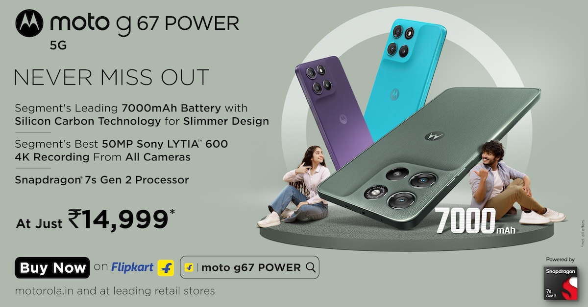 Motorola?s moto g67 Power goes on sale at just Rs. 14,999*