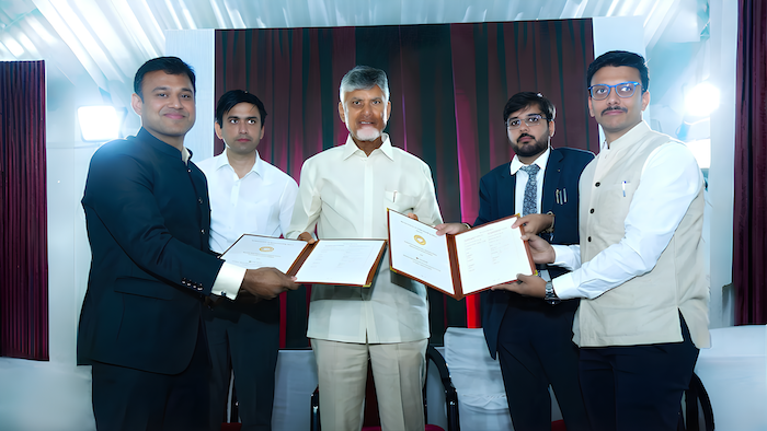 Formalizing Strategic Investments for Manufacturing Advancements: N.Chandrababu Naidu, CM Andhra Pradesh with Infrakraft?Co-founders Bhaskar Kumar and Aviral Kedia