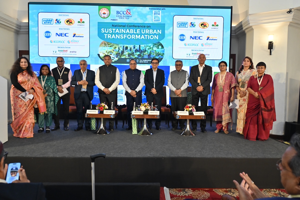 Inaugural session of the National Conference on Sustainable Urban Transformation with industry leaders, policymakers, and organizers.