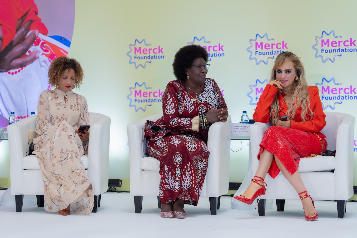 Senator Dr. Rasha Kelej, Merck Foundation CEO with H.E. Madam BRIGITTE TOUADERA, First Lady of Central African Republic at the 7th Edition of Merck Foundation First Ladies Initiative Summit