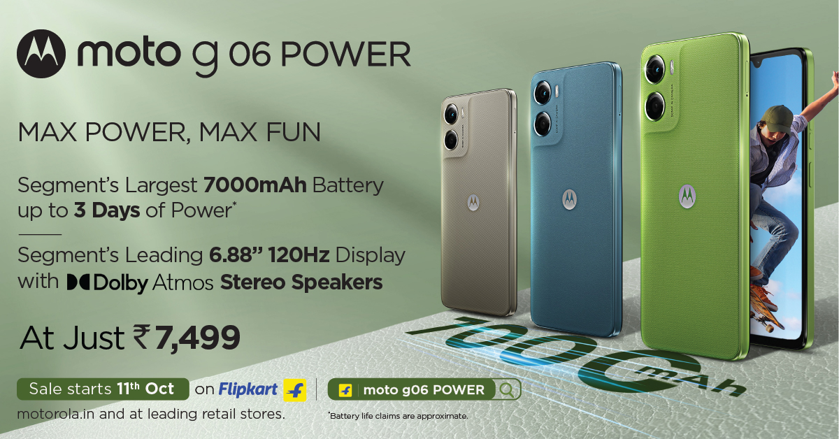 moto g06 POWER: Segment?s largest 7000mAh battery with 6.88? display at Rs. 7,499