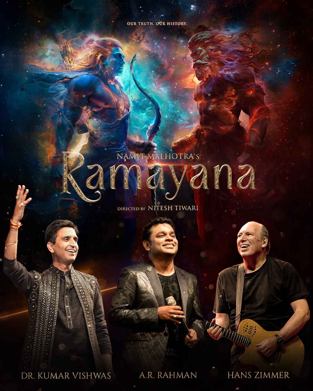 A historic first: Dr. Kumar Vishwas, A.R. Rahman, and Hans Zimmer unite to bring lyrical and sonic depth to Nitesh Tiwari?s Ramayana.