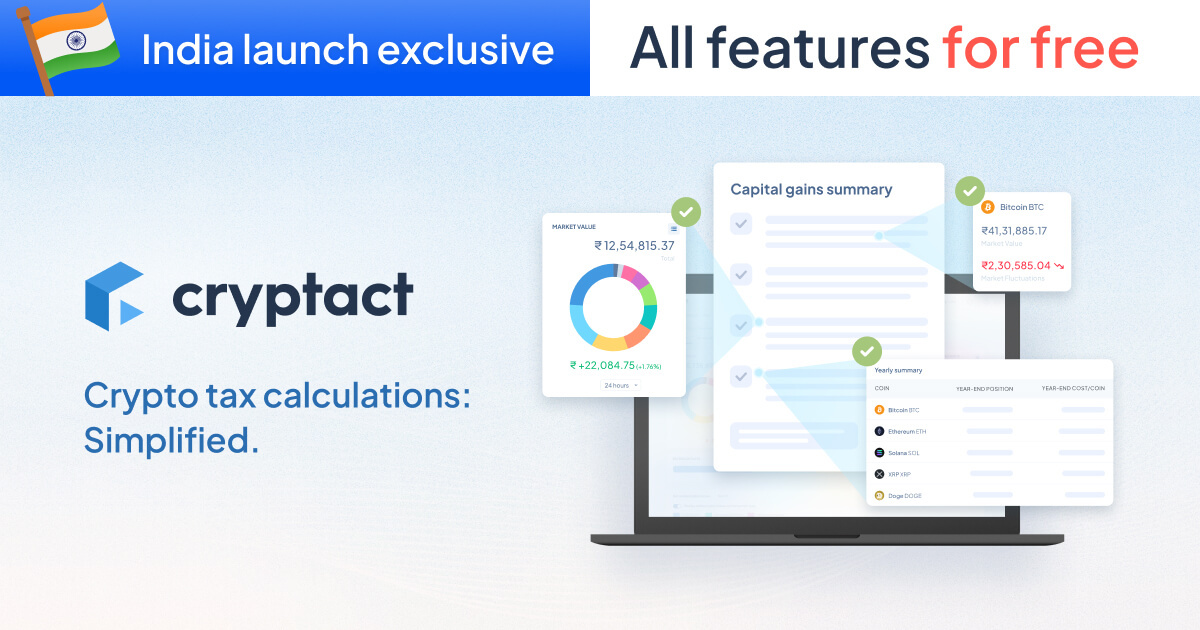 Japan?s Leading Crypto Tax Platform, cryptact, Launches in India ? Free to Use