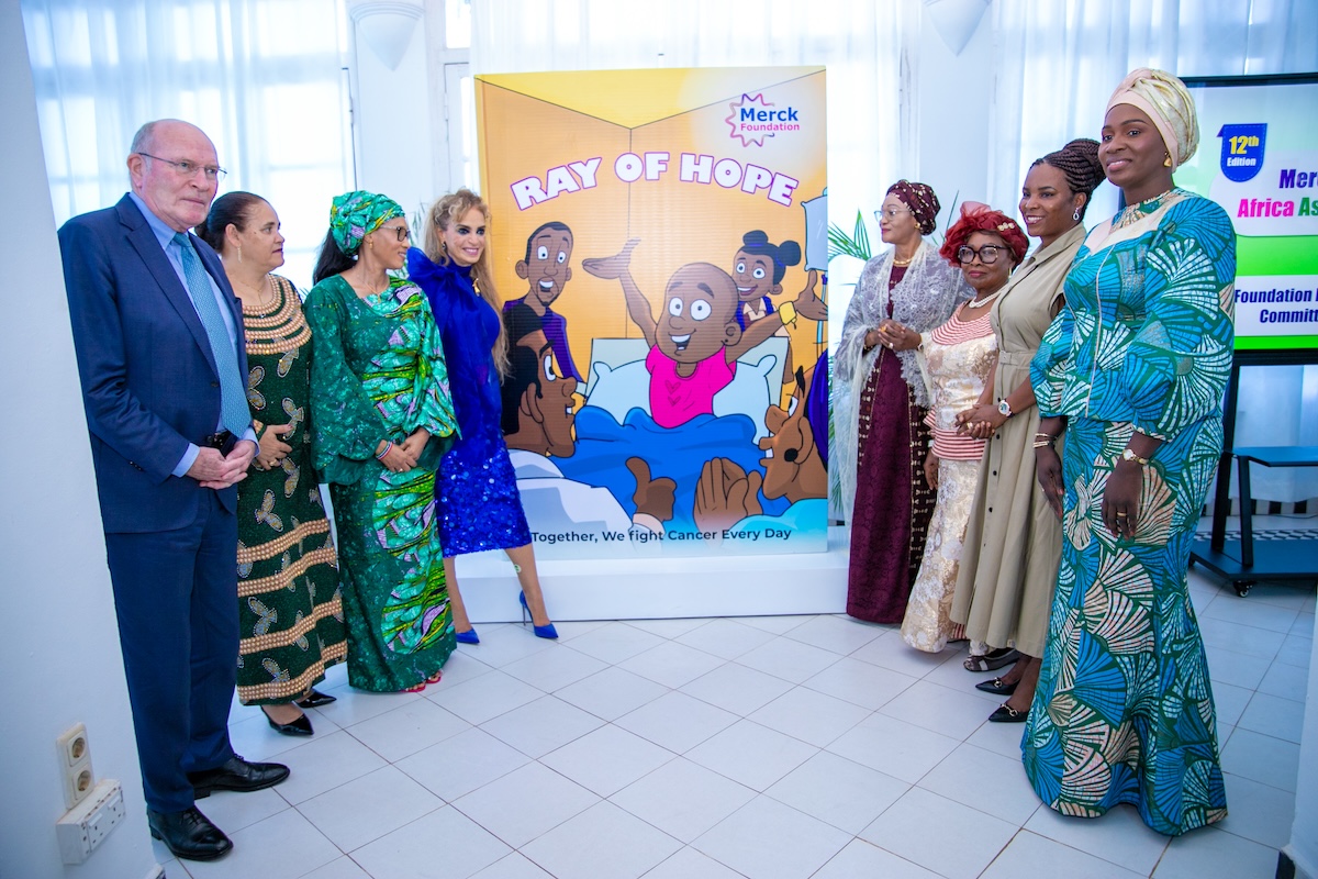Merck Foundation Chairman and CEO with African First Ladies while releasing their Ray of Hope Storybook