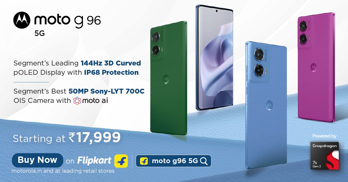 Moto g96 5G goes on sale at just Rs. 17,999