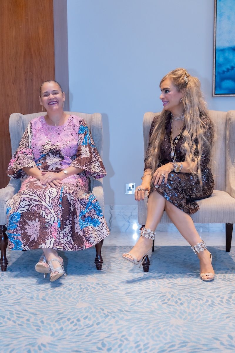 Senator Dr. Rasha Kelej, CEO of Merck Foundation & President of Merck Foundation First Ladies Initiative with H.E. Mrs. MARIA DE FATIMA VILA NOVA, First Lady of S?o Tom? and Pr?ncipe and Ambassador of Merck Foundation ?More Than a Mother? Campaign at the 7th Edition of Merck Foundation First Ladies Initiative Summit