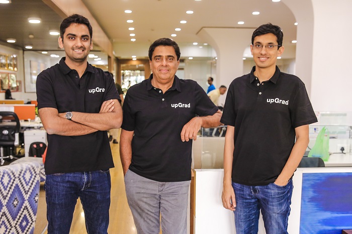 upGrad Co-founders (L-R) Phalgun Kompalli, Ronnie Screwvala, Mayank Kumar