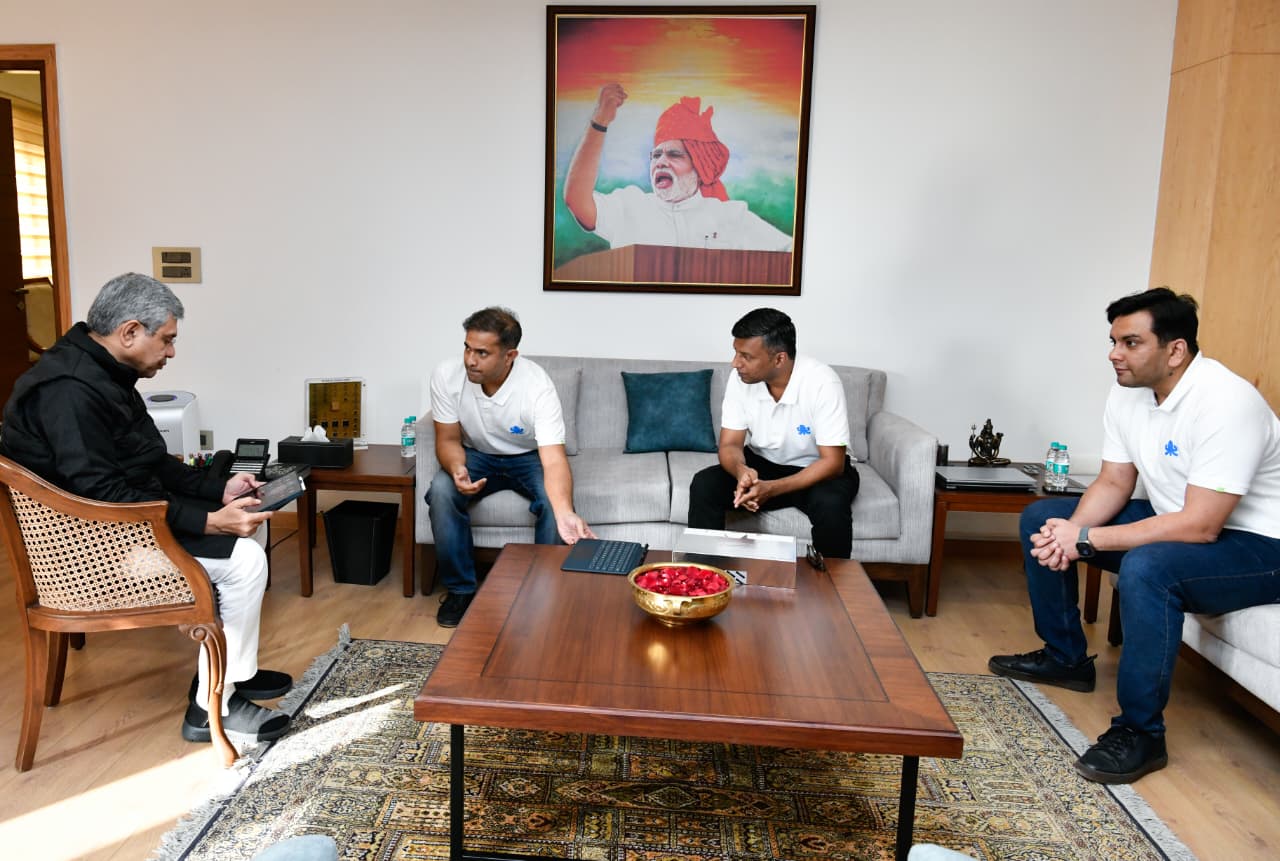 Team Brave with Ashwini Vaishnaw, alongside the Brave Ark 2-in-1 device