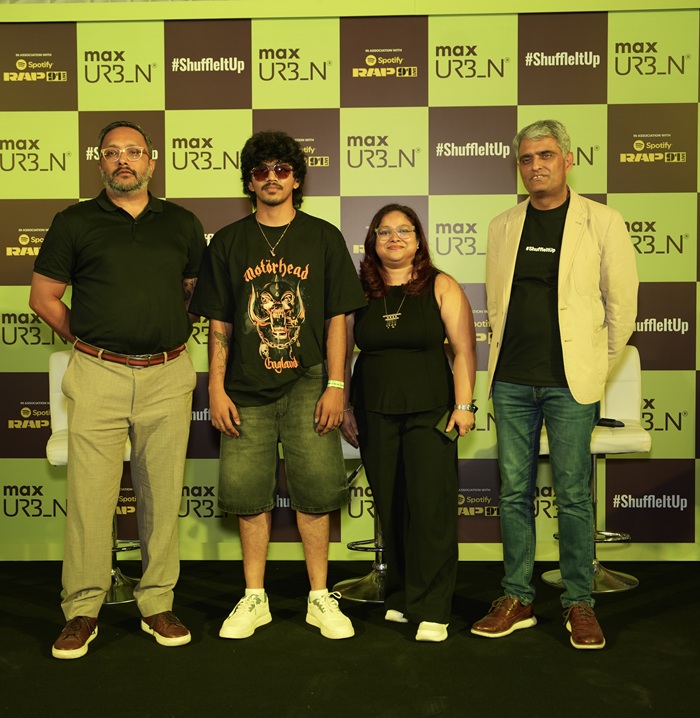 Arjun Kolady, Head of Sales - Spotify India, Paal Dabba - Rapper, Ms Shipra Srivastava, Media and Partner Marketing Lead - Spotify India, Sumit Chandna, Deputy CEO Max Fashion